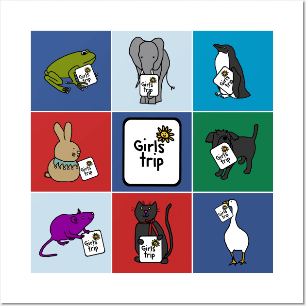 Cute Animals Girls Trip Wall Art by ellenhenryart